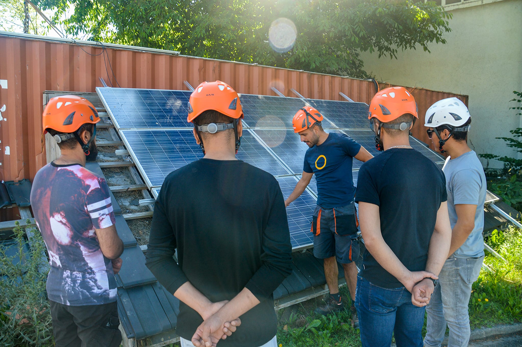 Solar technicians from Refugees go Solar at the solar training course